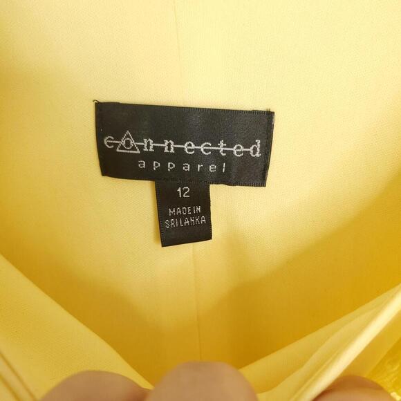 Connected Apparel Dress Womens 12 Lemon Yellow Lace Midi V Back Lined - Picture 6 of 8